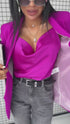 Vivid Fuchsia, ONE SIZE jacket with gathered sleeves